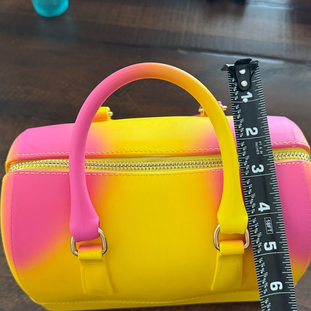 Y2K Neon Jelly Mini Satchel Bag – Pink & Yellow Ombre Top Handle Purse - Picture 17 of 17
